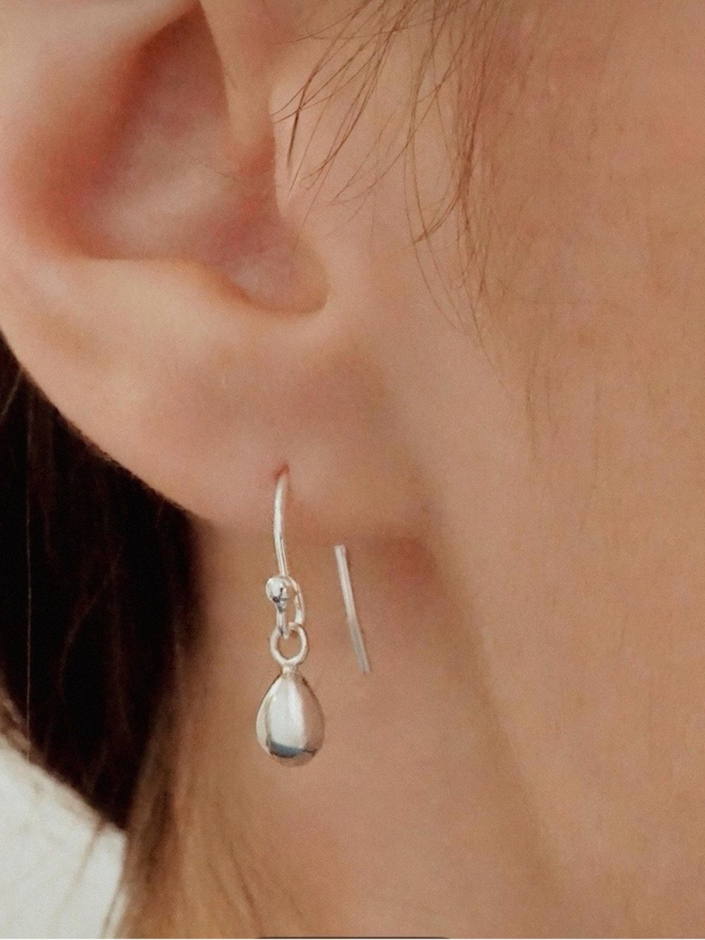 Sterling Silver Teardrop Dangle Earrings - Silver